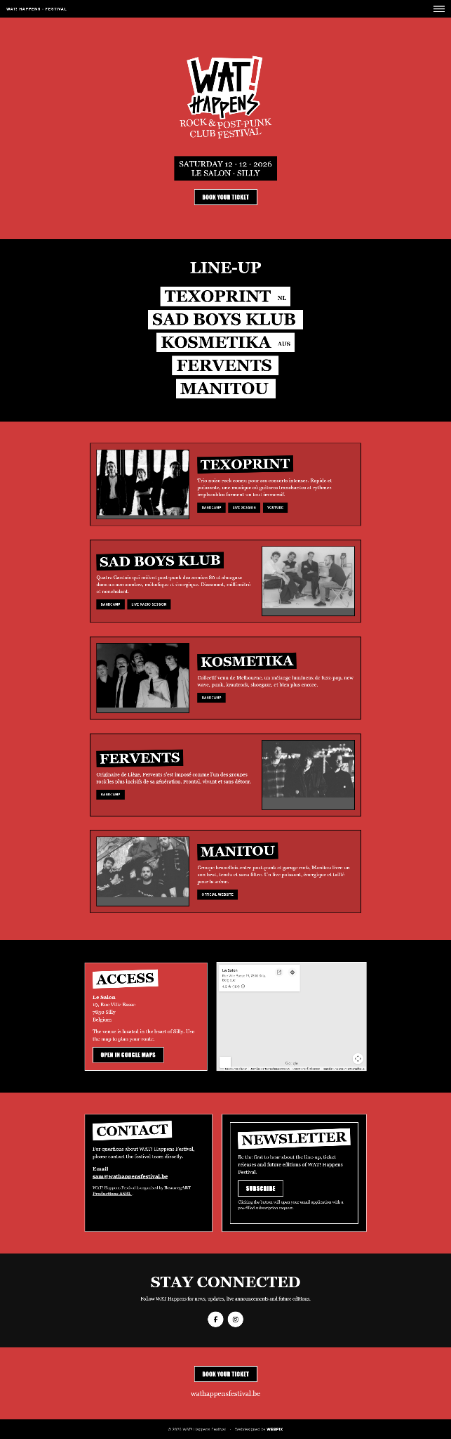Capture du site Wat! Happens Festival